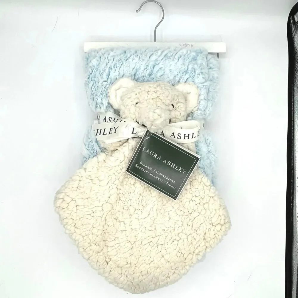 Laura Ashley ZigZag Sherpa Baby Blanket & Elephant Lovey 2-Piece Set NEW